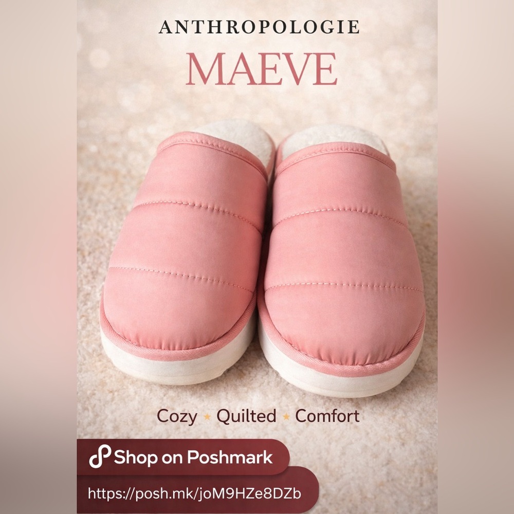 Anthropologie Maeve quilted platform womens slippers pink sz M (7-8), slip on